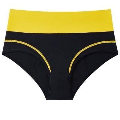 Трусы слипы для месячных от протеканий с высокой посадкой хлопок M Черный с желтим