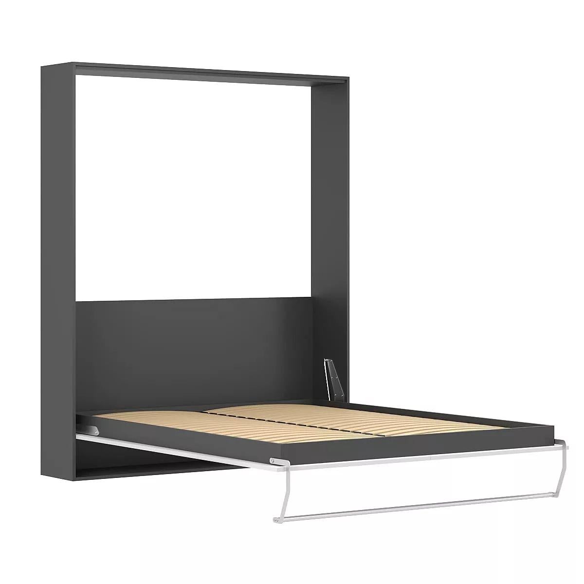 Кровать-шкаф откидная двуспальная AiH Juno с подъемным механизмом и ламелями 160х200 см Антрацит/Нимфея Альба (SM03021900000)