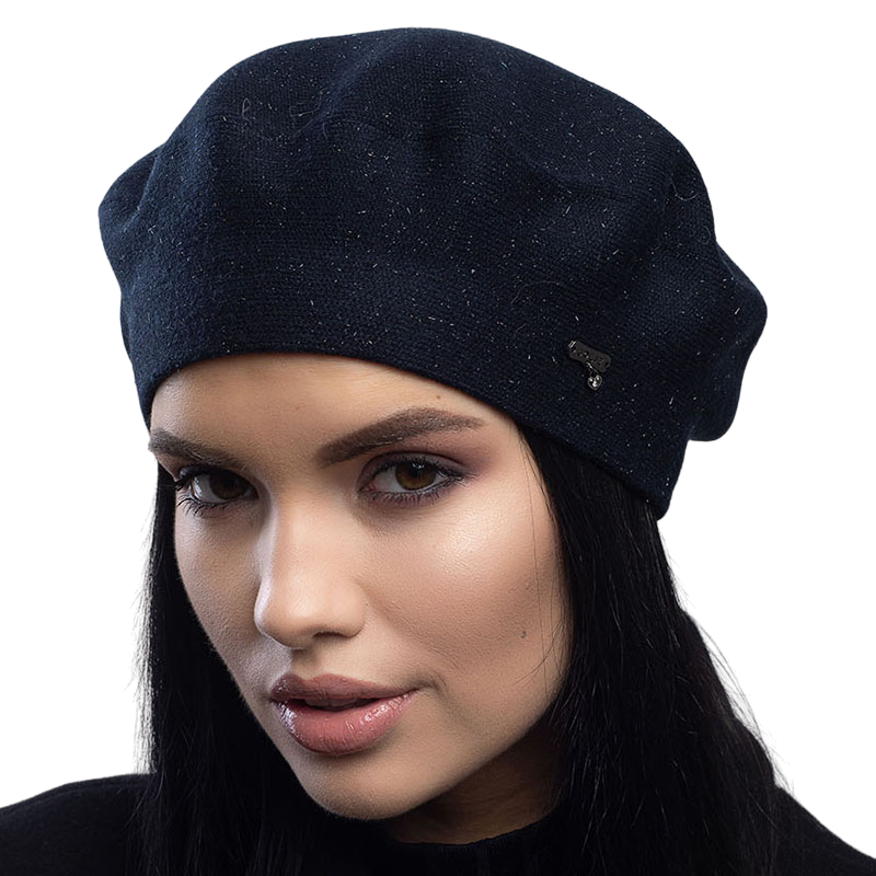 Берет женский Leks Сказка двойной с люрексом Темно-синий (129416)