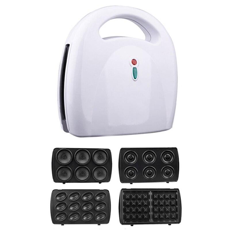 Вафельниця DSP KC-1131 4в1 з деками для пончиків кексів та горішків 750 Вт Білий (KC-1131)