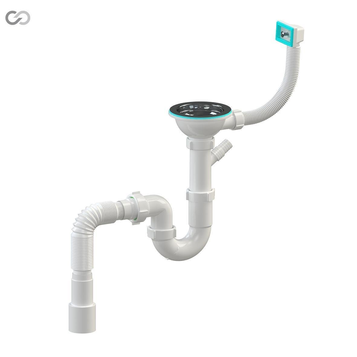 Сифон для умывальника/мойки SoloPlast Н0150 с отводом на стиральную машину (28144453) - фото 2