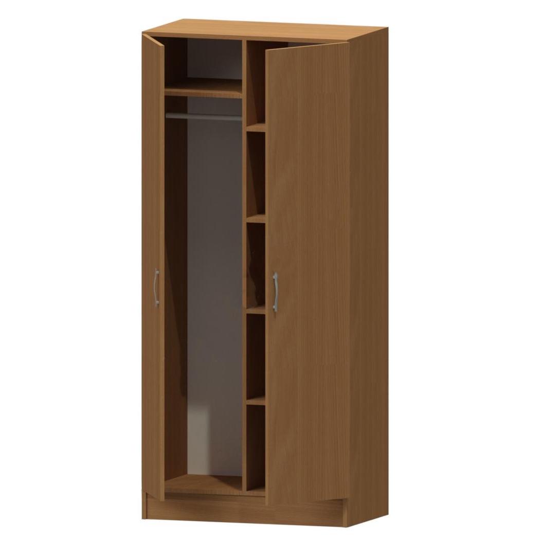 Шафа для одягу Goydalka 2-х дверна зі штангою та полицями ЛДСП/кромка ПВХ 800х450х1800 мм Бук (42400) - фото 2