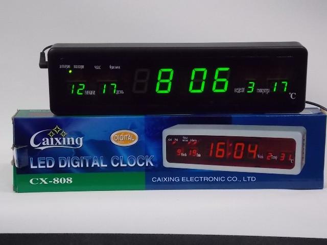 Настільний електронний годинник Led Clock CX 808 із зеленим підсвічуванням та термометром Чорний - фото 5