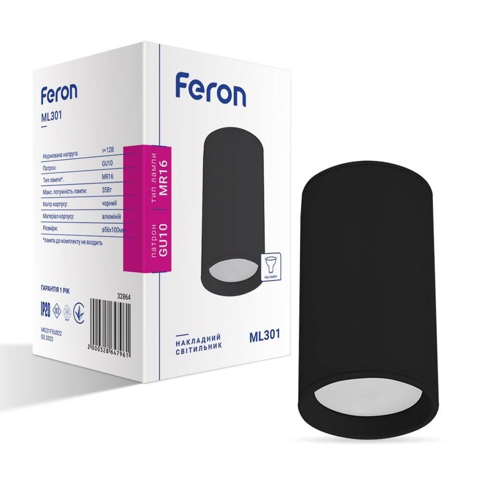 Светильник накладной Feron ML301 под цоколь GU10 Черный (15114)