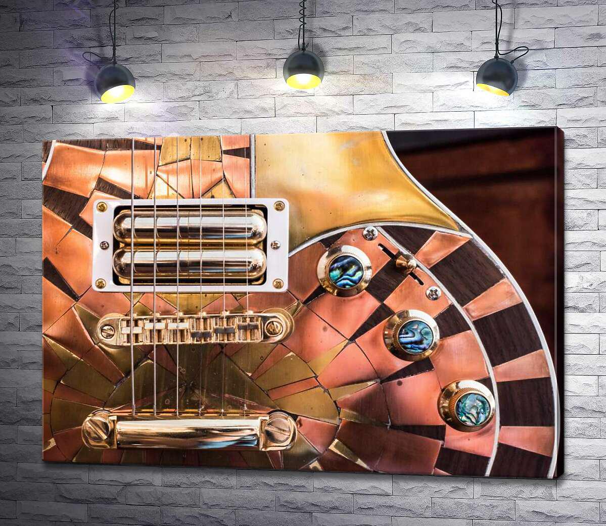 Картина ArtPoster Электрогитара, стилизованная металлом и камнями 100x69 см Модуль №1 (001188)