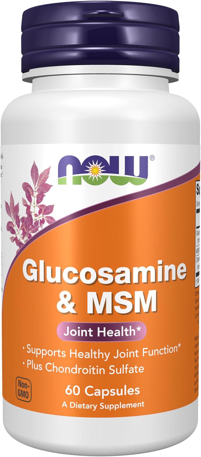 Глюкозамин, МСМ с хондроитинсульфатом NOW Foods Glucosamine MSM 750/250 мг 60 капсул