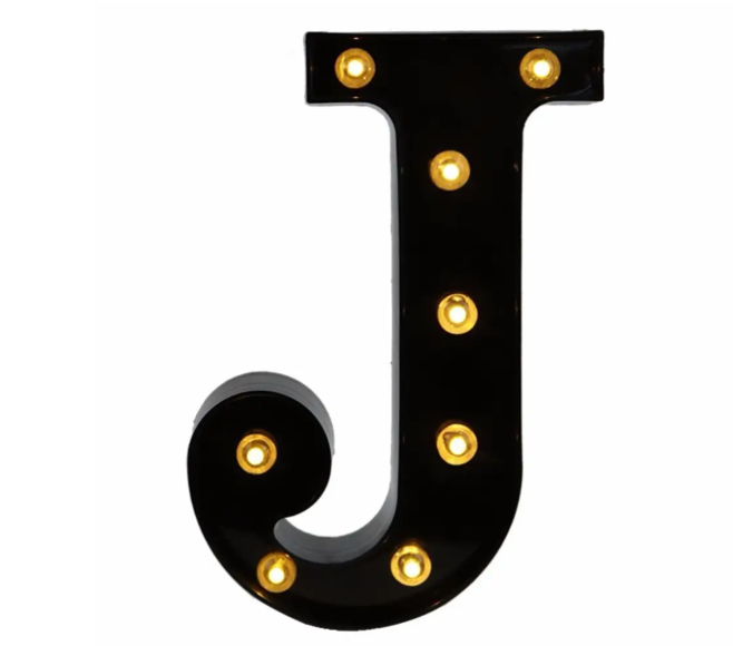 Літера з підсвіткою J об'ємна маленька 22x12 см Чорний (Ч1250)