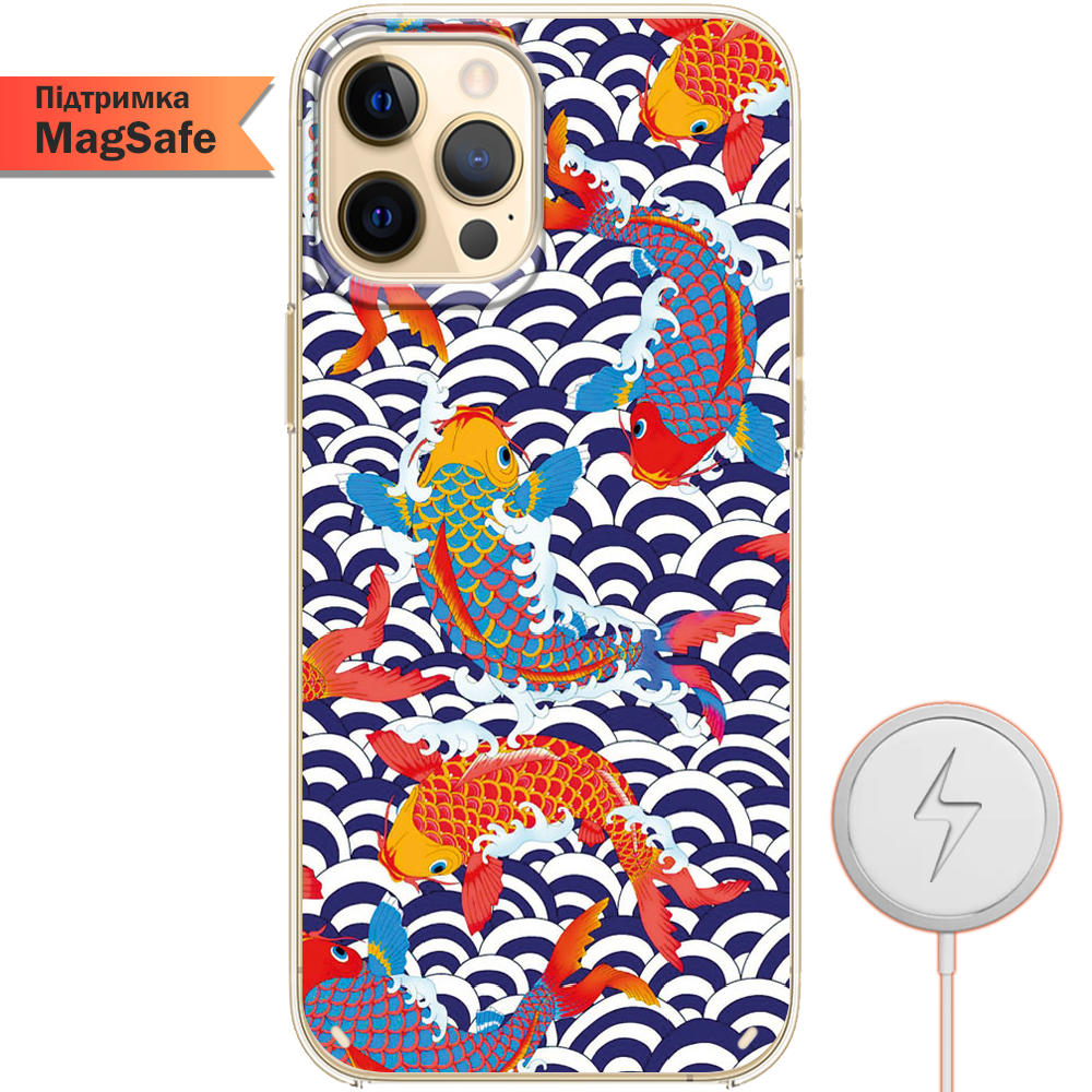Чохол Boxface iPhone 12 Pro Max Koi Fish Прозорий силікон з підтримкою MageSafe (41085-up2477-41499)