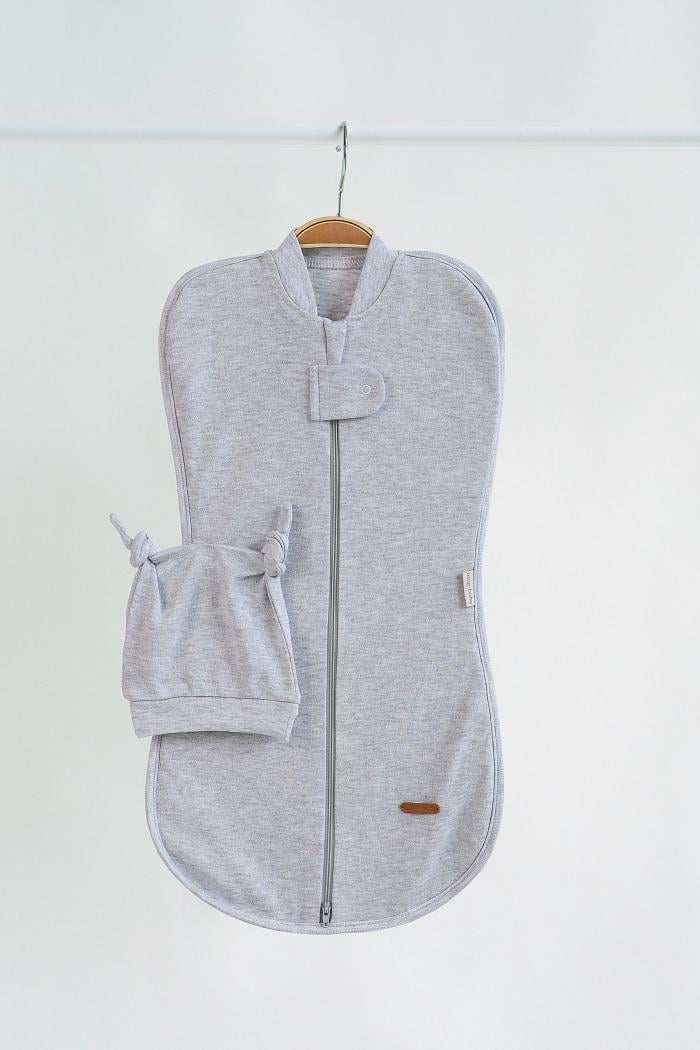 Пелюшка-кокон з шапочкою дитяча утеплена на блискавці 0-3 міс Сірий (MG173) - фото 1 Пелюшка-кокон з шапочкою дитяча утеплена на блискавці 0-3 міс Сірий (MG173) - фото 1