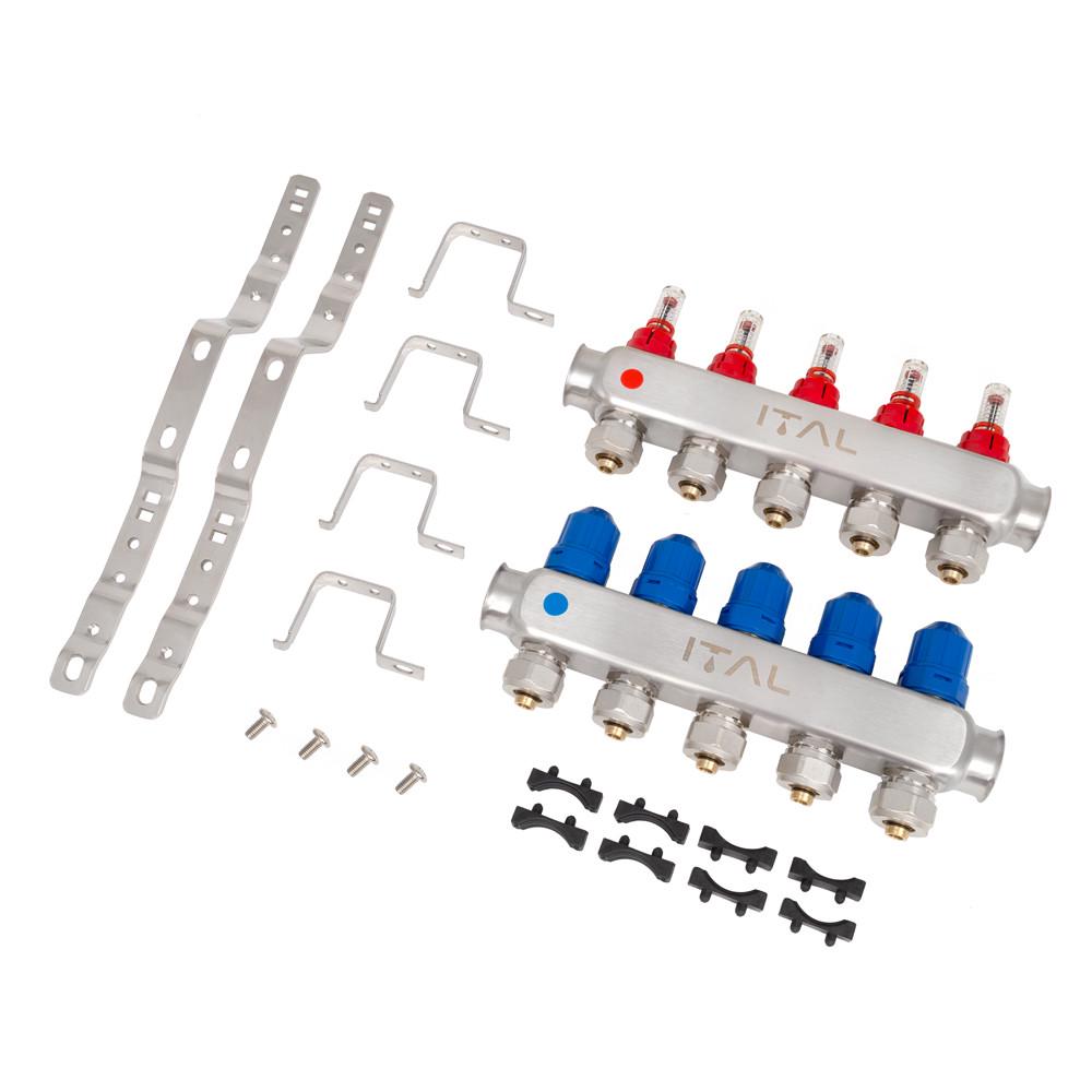 Коллекторный блок с расходомерами Ital HC1-05 x 3/4"Ek нержавеющая сталь - фото 2 Коллекторный блок с расходомерами Ital HC1-05 x 3/4"Ek нержавеющая сталь - фото 2