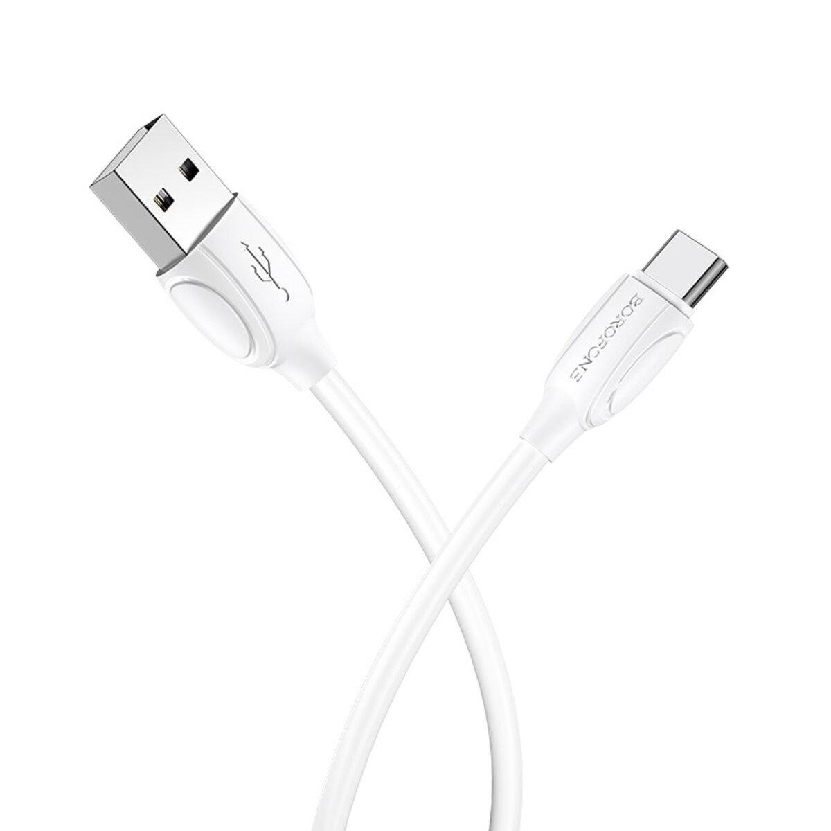 Кабель Borofone BX19 Benefit USB to Type-C 3A 1 м White (BX19CW) - фото 1 Кабель Borofone BX19 Benefit USB to Type-C 3A 1 м White (BX19CW) - фото 1