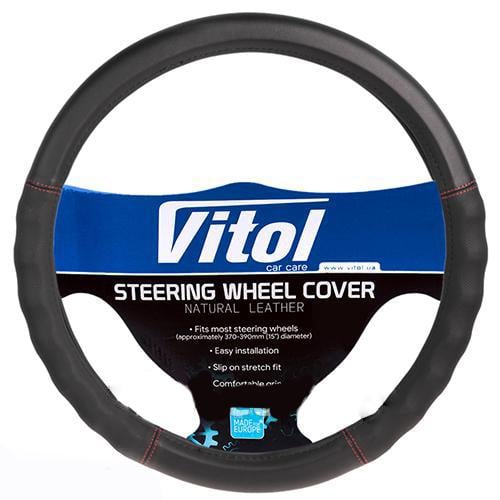 Чехол на руль авто Vitol VLU-1909339 BK M 37-39 см Черный