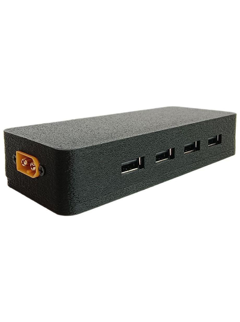 Блок питания от аккумулятора с XT60 и встроенным вольтметром 4xUSB/DC 5,5x2,5 мм (29842407)