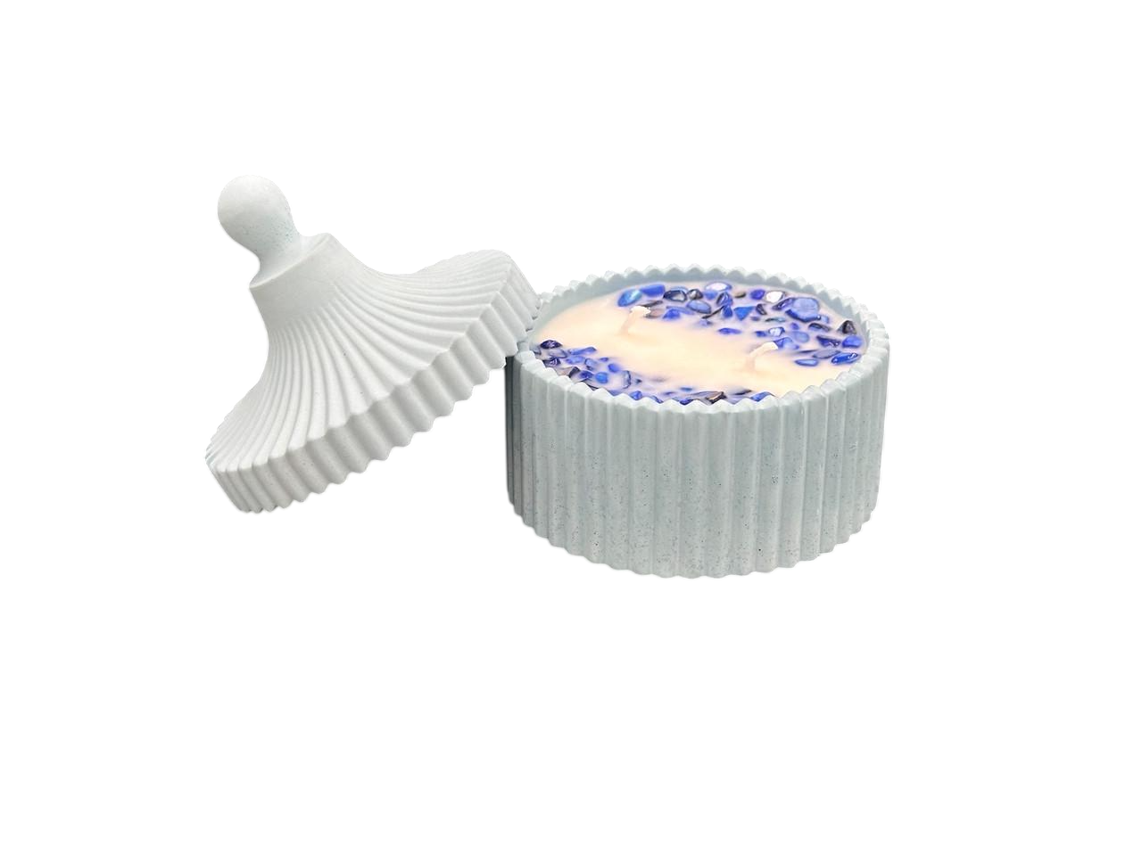 Свеча ароматическая Корица и ваниль в гипсовом кашпо с двумя фитилями 6,5х6,2 см Голубой (SVB-146)