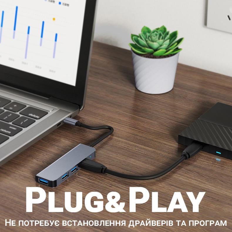 USB Type-C Hub Digital Lion UH-06 хаб-концентратор для ноутбука на 4 порта USB - фото 8