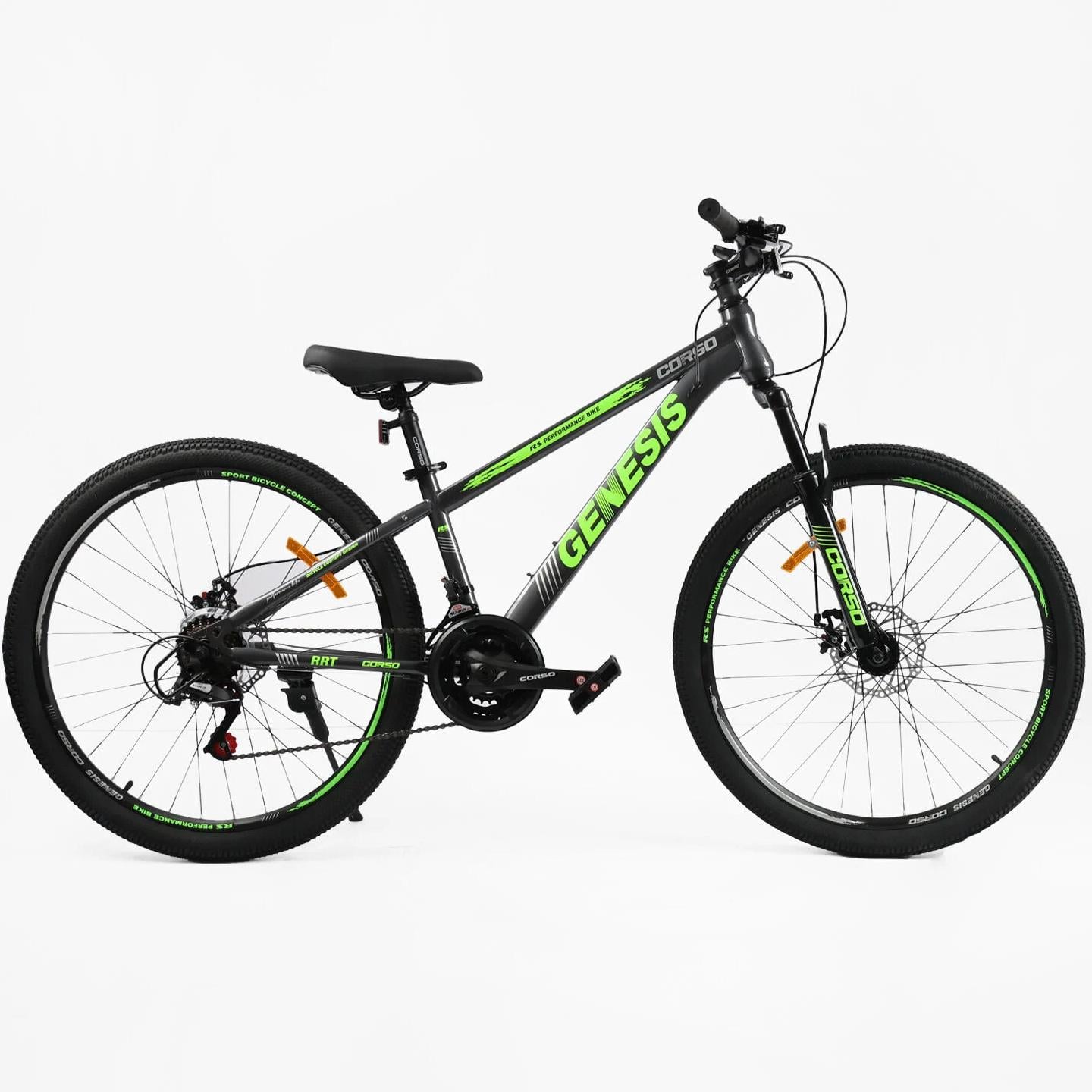 Велосипед горный Corso Genesis 26"/13" Черно-зеленый (791449806)