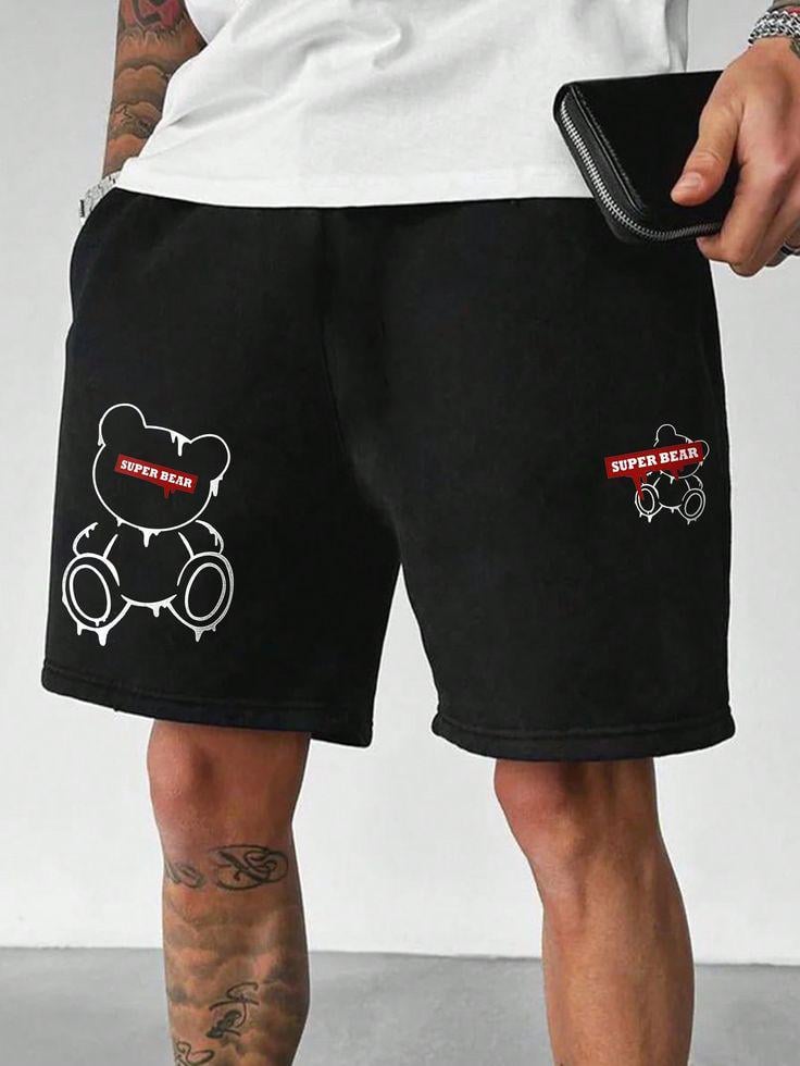 Шорти 67-003 з ДТФ-друком L Чорний (31453)