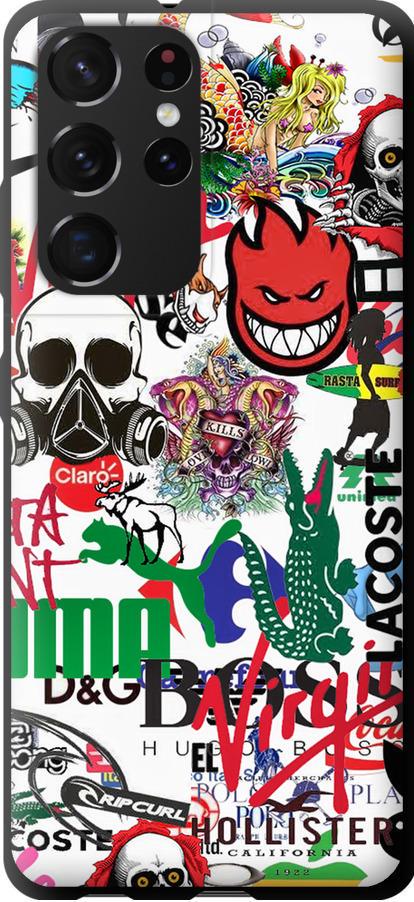 Чехол на Samsung Galaxy S21 Ultra (5G) Many different logos (4022b-2116-42517)