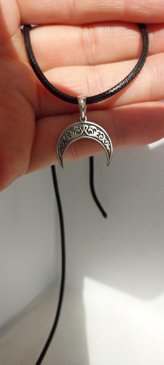 Срібна підвіска кулон амулет Лунниця у візерунок 925 проба 2 см Чорнений (2596251106) - фото 5