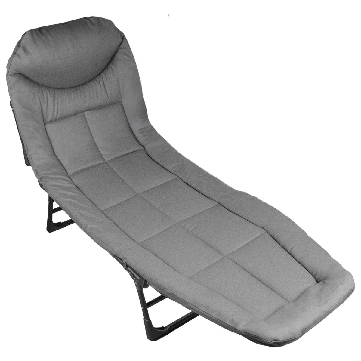 Шезлонг с подушкой Maltec 111406 раскладной до 120 кг Серый