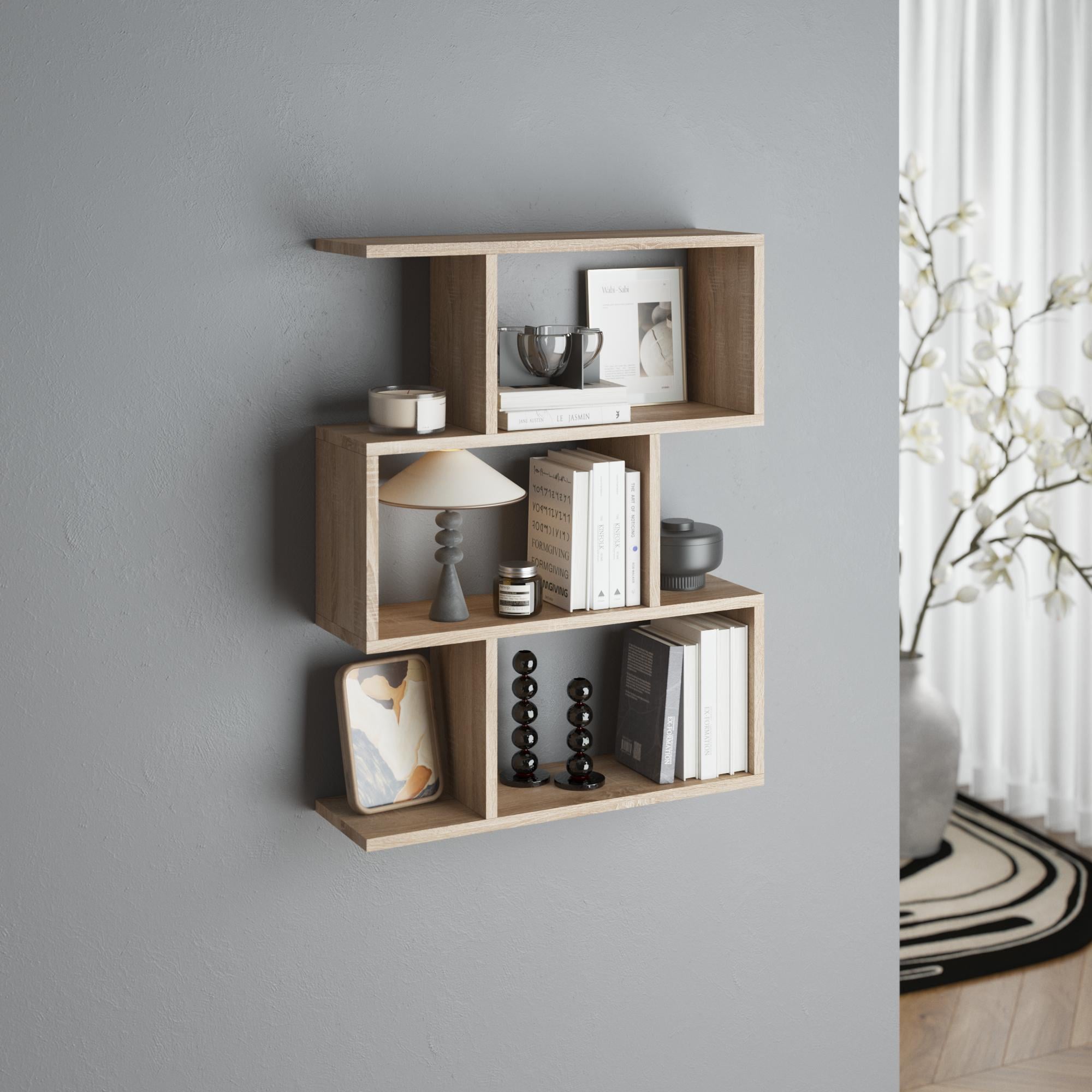 Полка настенная на 3 секции 60х18х78 см Дуб сонома (M-50)