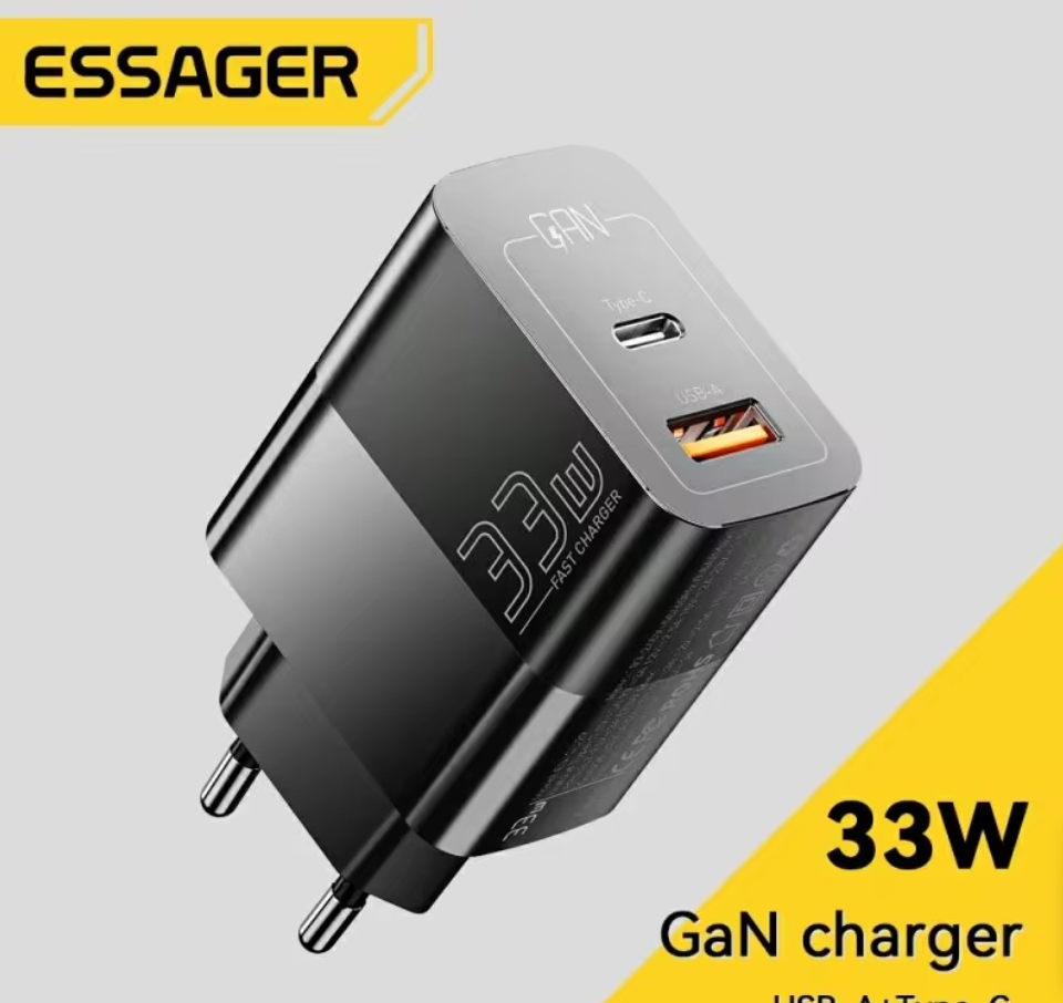 Зарядное устройство для телефонов Essager GaN Quick Charge 3.0 USB/Type-C PD 33W - фото 2