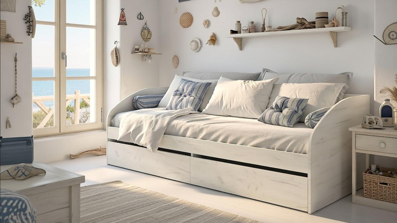 Кровать с ящиками Мастер Форм 800/2000 Брайт односпальная 835х2032х600 мм Дуб крафт белый