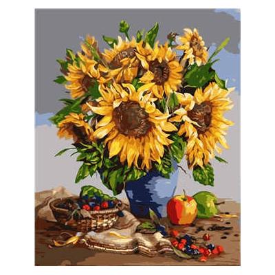 Набор для росписи по номерам Strateg Букет из подсолнечника 40х50 см (VA-0326-mt)