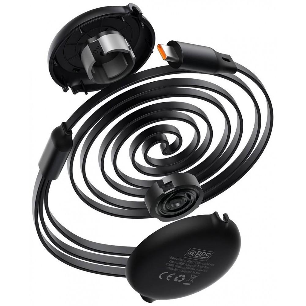 Кабель Baseus Bright Mirror Retractable 3в1 Micro USB/Lightning/Type-C 100W 1,2м Black (25397316) - фото 2