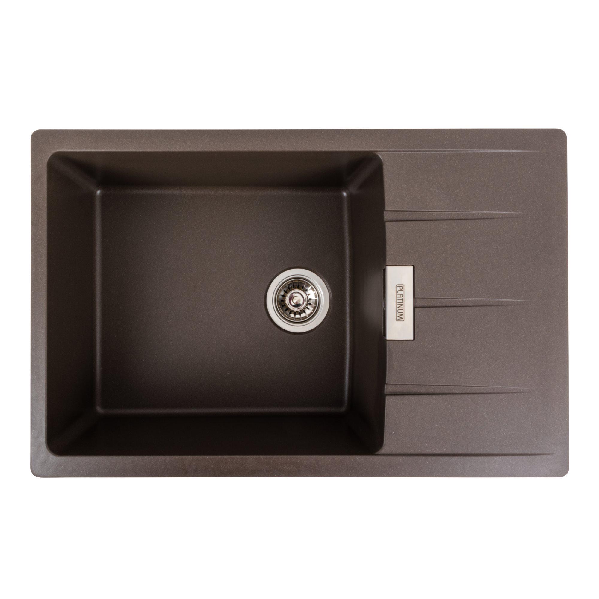 Мойка гранитная для кухни Platinum 7850 ROMA матовая Темная скала Мойка гранитная для кухни Platinum 7850 ROMA матовая Темная скала