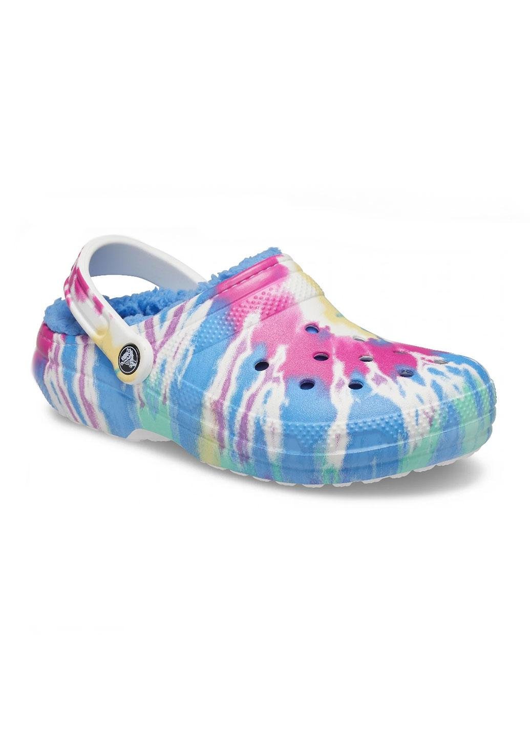 Сабо женские утепленные Crocs Classic Tie Dye Lined Clogs р. 36-37 23 см Разноцветный (1914487724964) - фото 3
