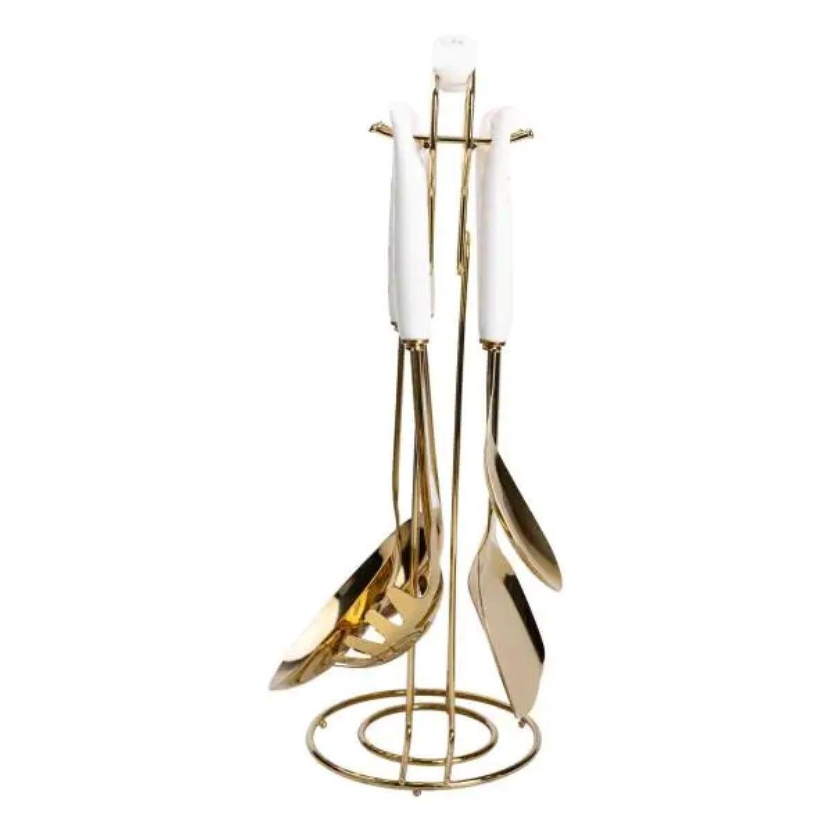 Набор кухонных принадлежностей на подставке HP-20-7 7 предметов Золотой/Белый (A-033704) - фото 5 Набор кухонных принадлежностей на подставке HP-20-7 7 предметов Золотой/Белый (A-033704) - фото 5