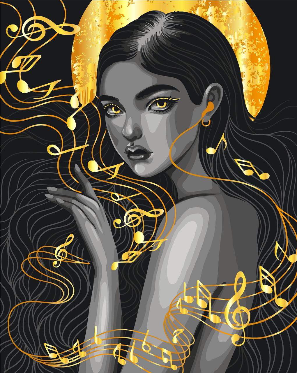 Картина по номерам ART CRAFT Девушка с музыкальными нотами и красками 40х50 см