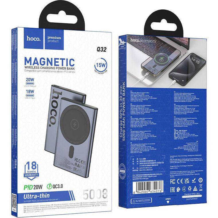 Внешний аккумулятор Hoco Q32 Bird 5000 mAh 20W Metal Gray - фото 4 Внешний аккумулятор Hoco Q32 Bird 5000 mAh 20W Metal Gray - фото 4
