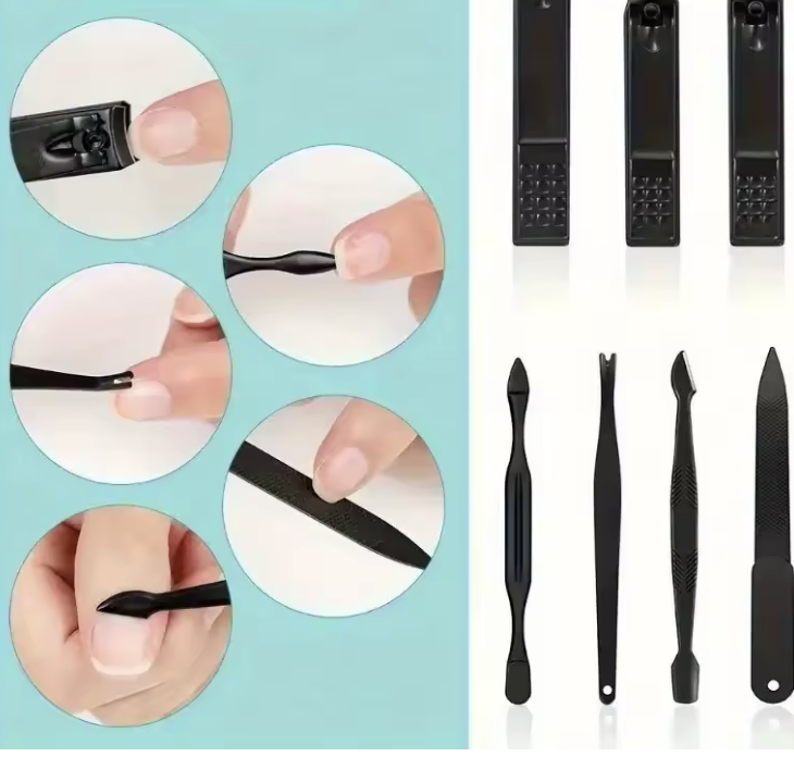 Набір для манікюру/педикюру 7в1 в футлярі Чорний матовий (29468587) - фото 4 Набір для манікюру/педикюру 7в1 в футлярі Чорний матовий (29468587) - фото 4