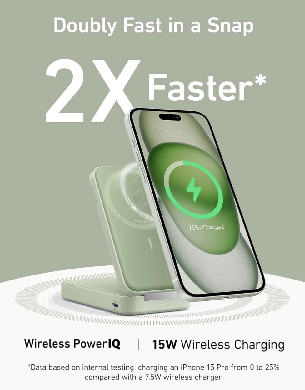 Повербанк Anker MagGo 6600 mAh 15W QI2 Green (2250788352) - фото 2 Повербанк Anker MagGo 6600 mAh 15W QI2 Green (2250788352) - фото 2