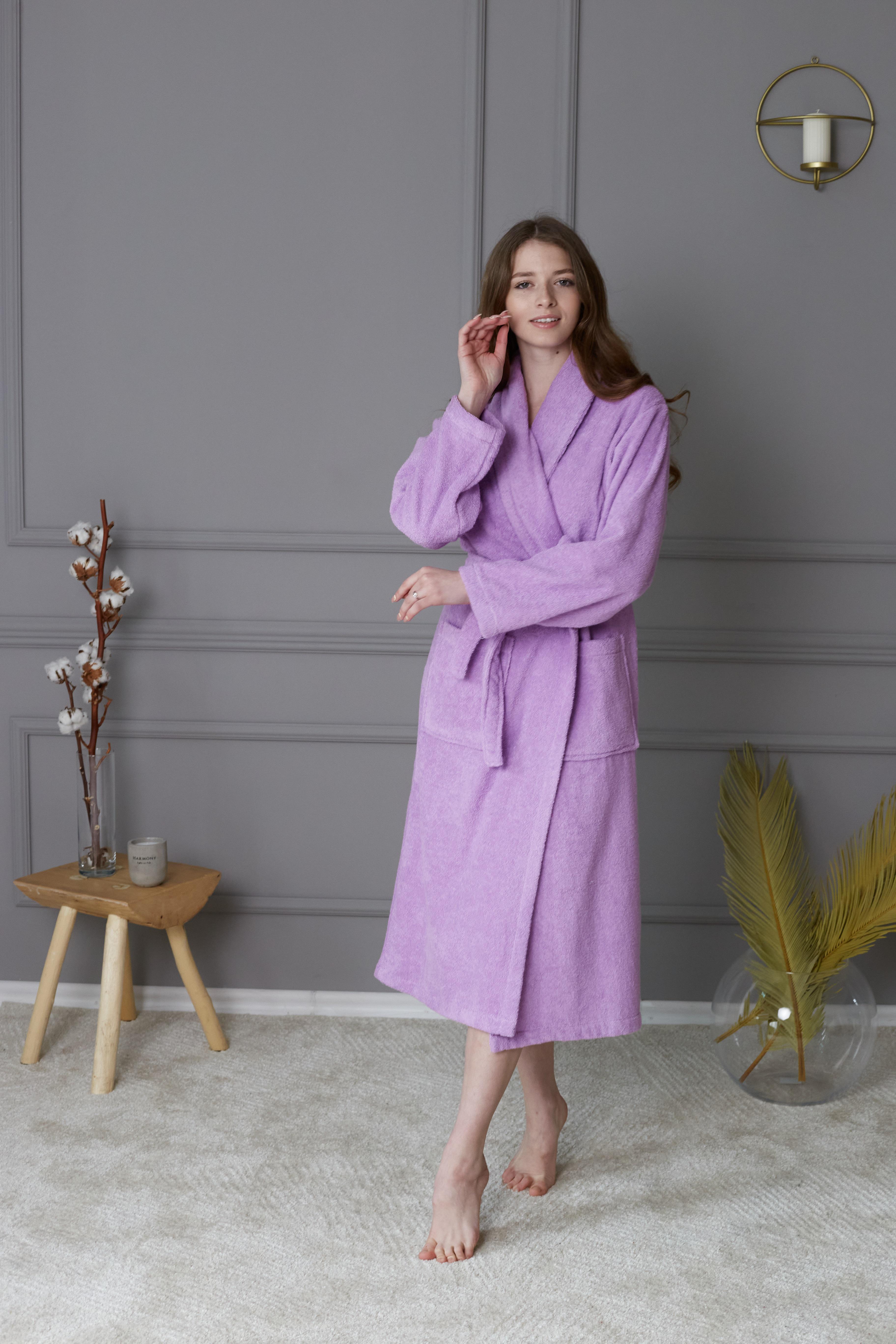 Халат женский махровый 100% хлопок M Сиреневый (8044631) Халат женский махровый 100% хлопок M Сиреневый (8044631)