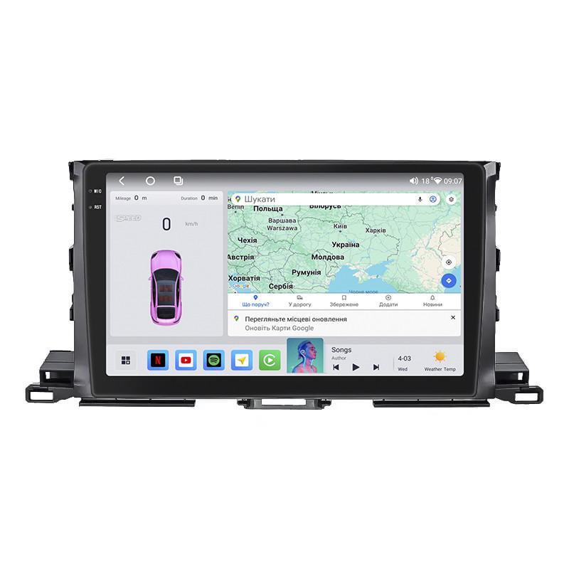 Автомагнитола штатная Lesko для TOYOta Highlander III U50 рестайлинг 2016-2019 10" 4/64 QLED CarPlay 4G