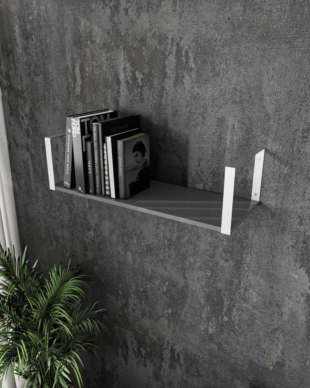 Полиця для книг і декору Moreli XS-21Wt в стилі лофт 600x220x220 мм Білий/Антрацитовий (mo-xs21-white-antracit)