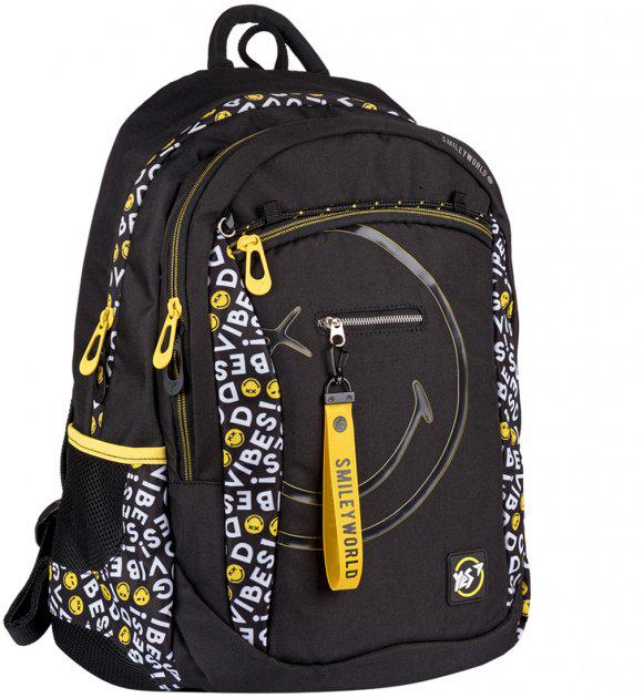 Школьный рюкзак YES 552511/T-121 Smiley World Black/Yellow