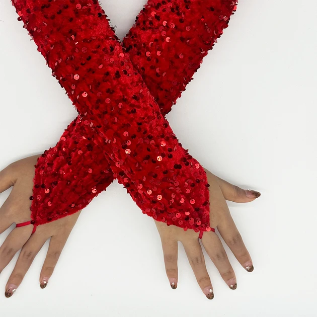 Перчатки новогодние с пайетками и мехом One size Красный (2825448537) - фото 6 Перчатки новогодние с пайетками и мехом One size Красный (2825448537) - фото 6