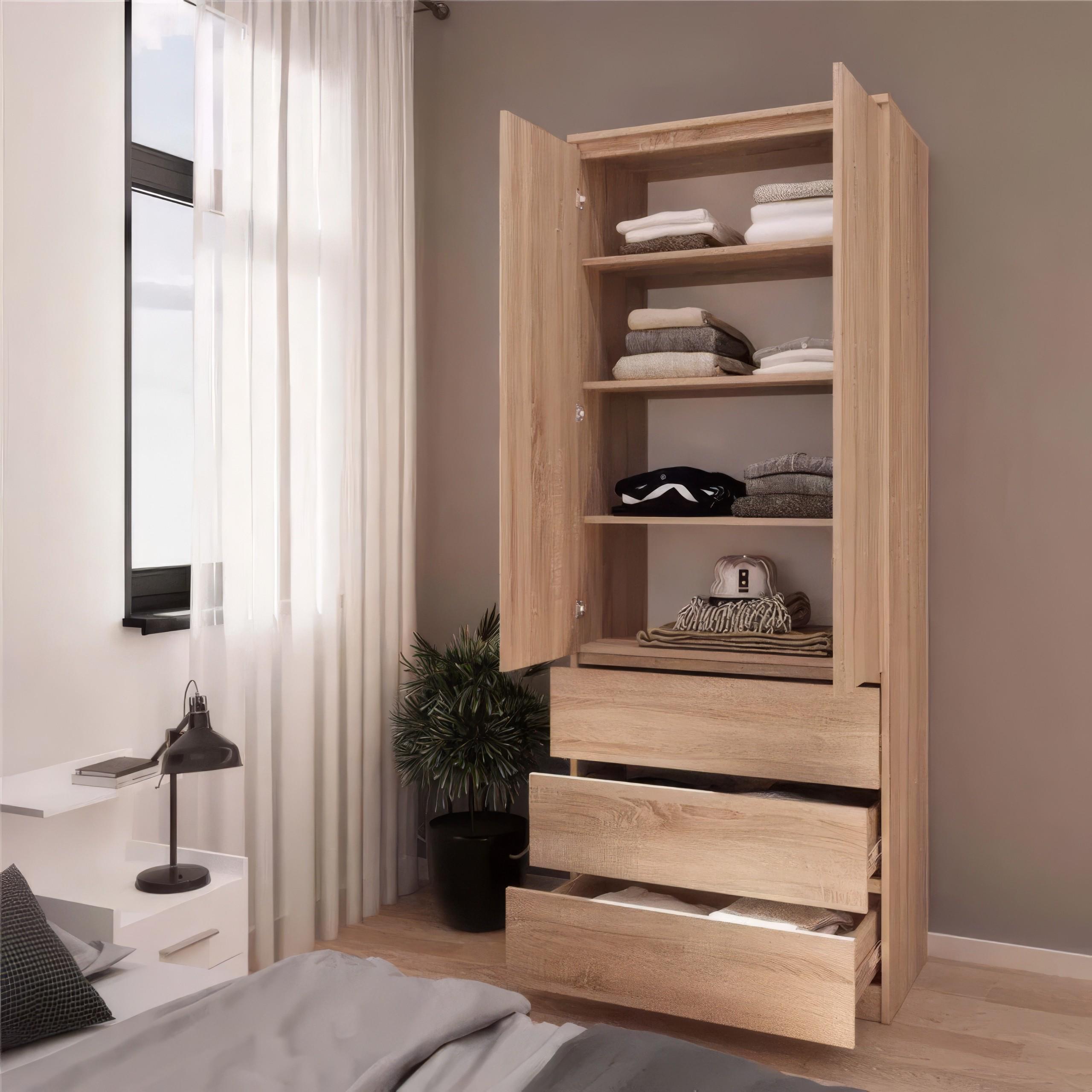 Шафа з полицями та шухлядами T-210 803х502х2117 мм Дуб сонома - фото 1