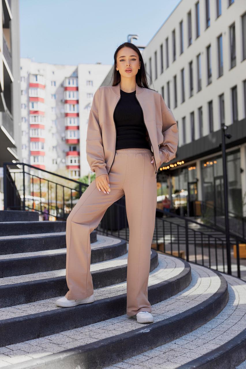 Костюм женский спортивный М154.3 на замке 3-х нить L Кофейный (89-1-62)