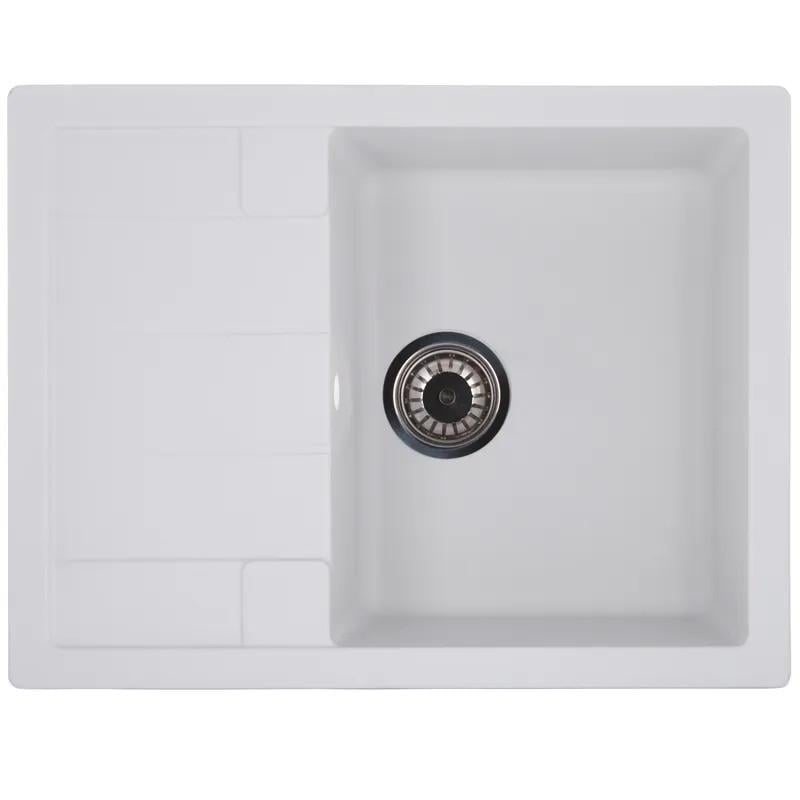 Мойка гранитная для кухни Zerix ZS-6550S-01 645x495 мм накладная прямоугольная Белый (ZX4539)