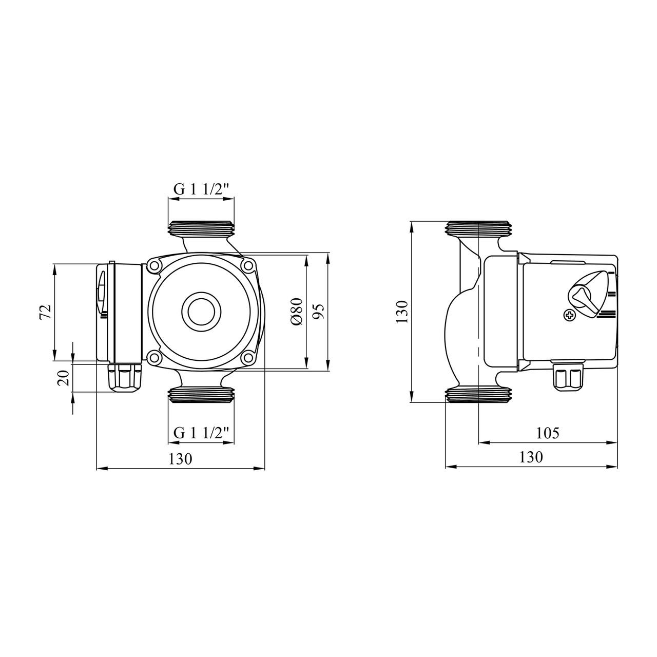 Насос циркуляційний Forwater 25/6-130 з гайками (2681047256) - фото 2