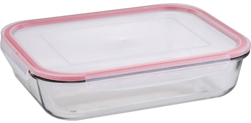 Контейнер стеклянный Bergner Walking Anywhere с пластиковой прямоугольной крышкой 1,5 л (BG-25026-RD)