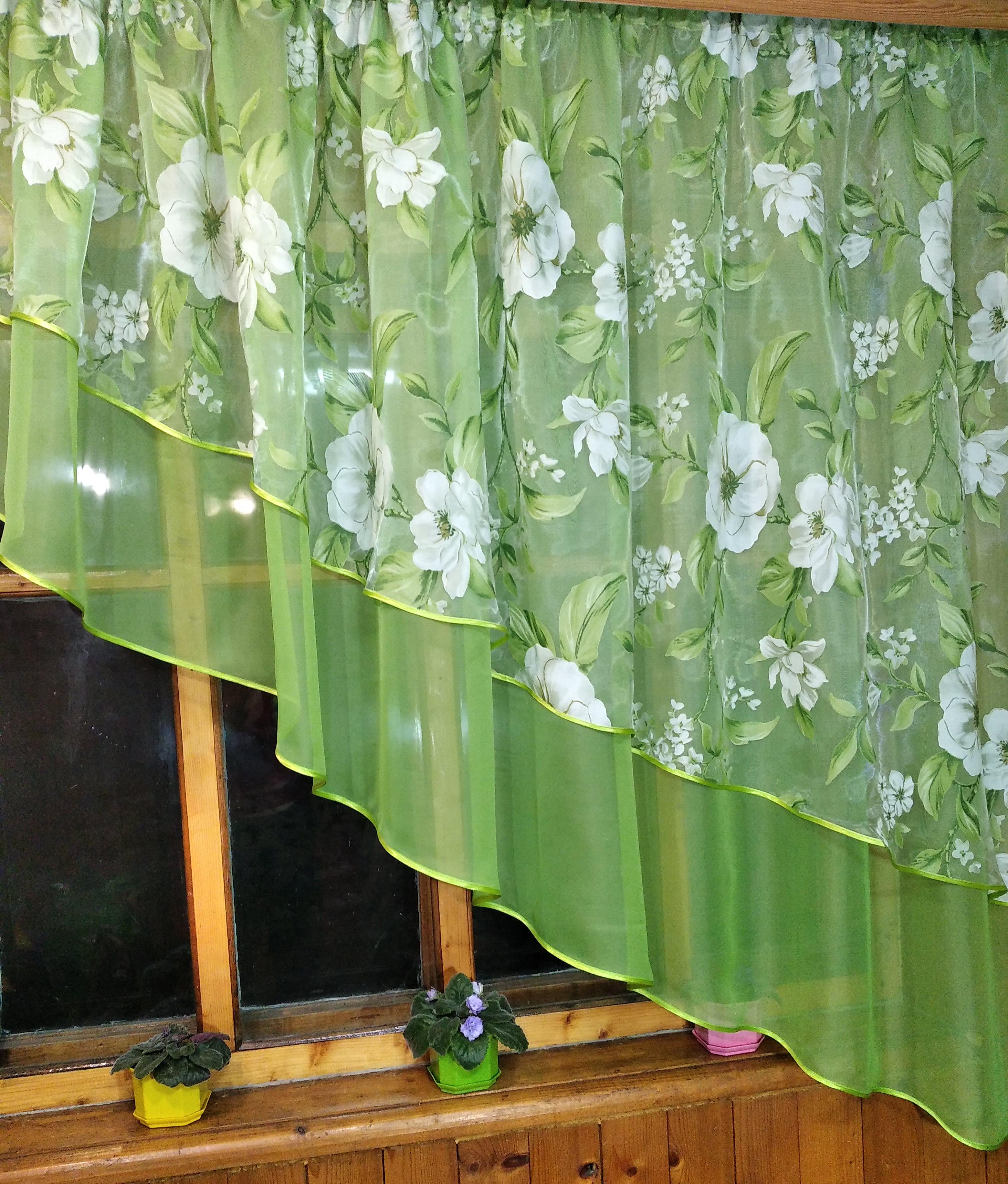 Занавеска короткая готовая Ника правая Салатовый/Яблочный (1492524344) - фото 2