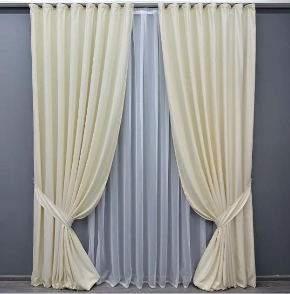 Комплект штор микровелюр Petek 1,5х2,9 м 2 шт. Молочный (1830ш 33-0813) - фото 1