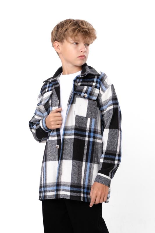 Сорочка байкова підліткова в клітинку Носи Своє з кишенями 140 см Графітовий (6417-114)