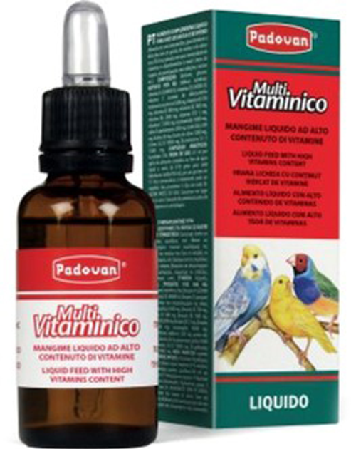 Корм дополнительный жидкий Padovan Multivitaminico для птиц живущих в клетках и вольерах 30 мл (PP00503)